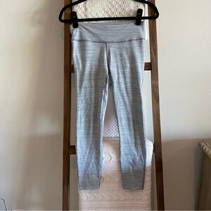Outdoor Voices Light Grey Line Printed High Waisted Cropped Leggings